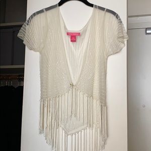 Betsey Johnson Sheer Beaded Top. Sz S/M NWOT